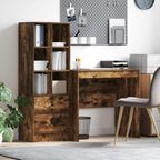 Scrivania con cassetto con lo scaffale 2 pcs Rovere fumé