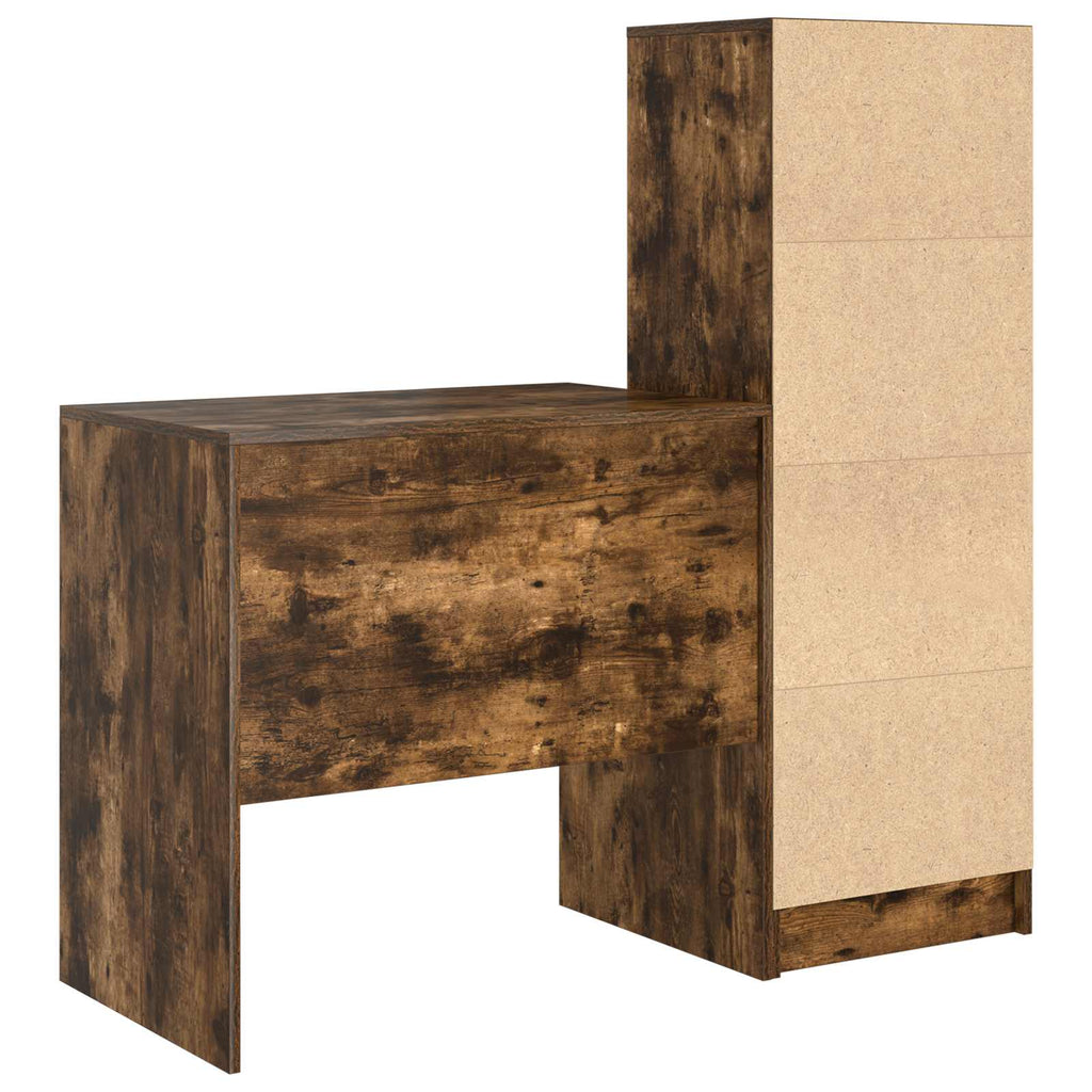 Scrivania con cassetto con lo scaffale 2 pcs Rovere fumé