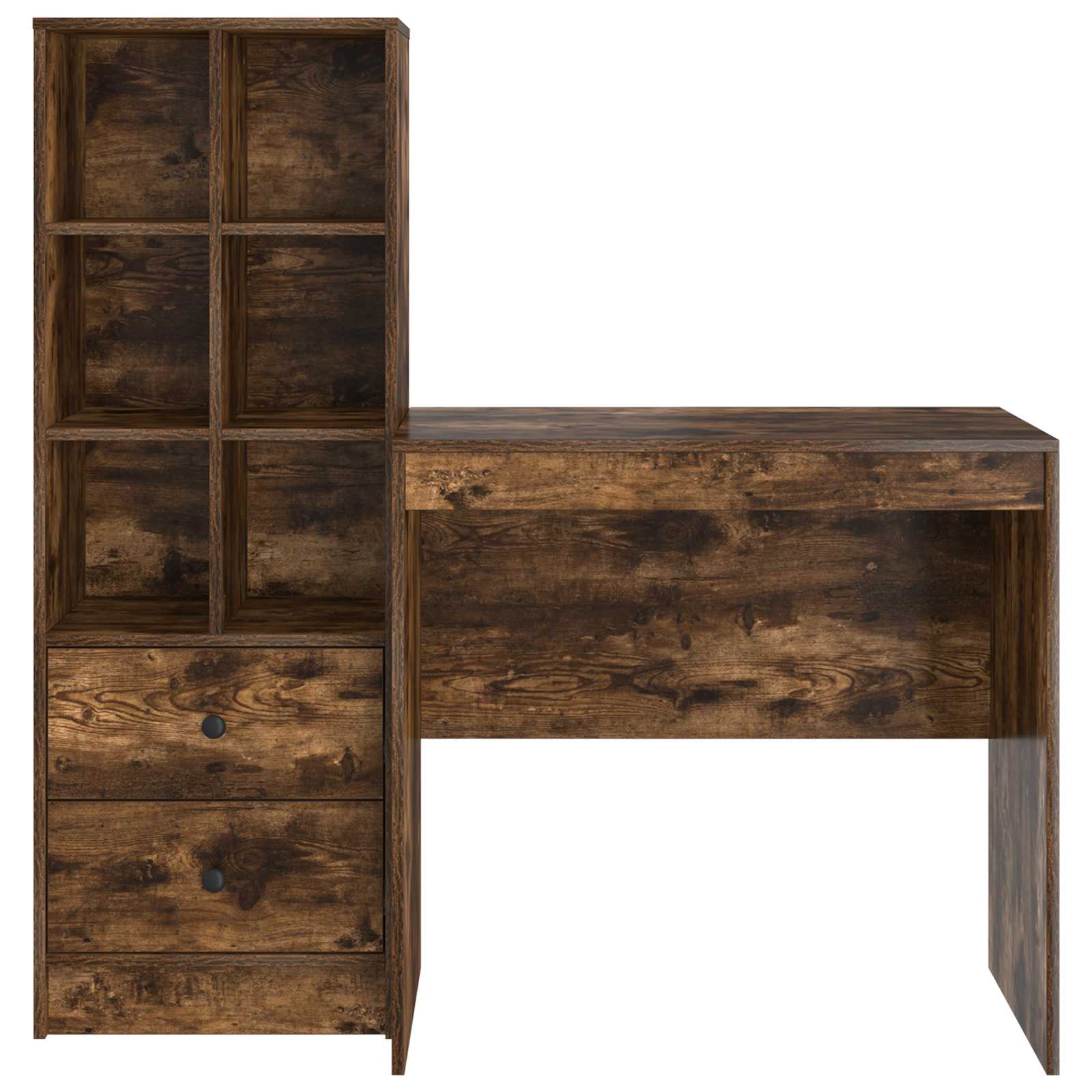 Scrivania con cassetto con lo scaffale 2 pcs Rovere fumé