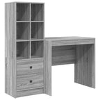 Scrivania con cassetto con lo scaffale 2 pcs Grigio Sonoma