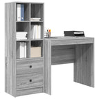 Scrivania con cassetto con lo scaffale 2 pcs Grigio Sonoma