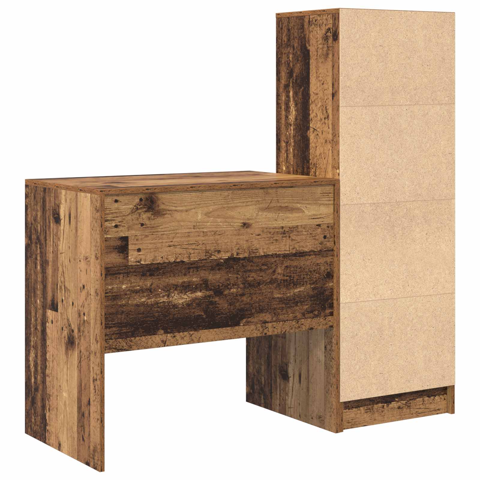 Scrivania con cassetto con lo scaffale 2 pcs Legno vecchio