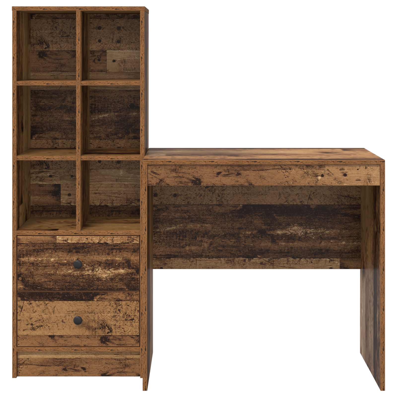 Scrivania con cassetto con lo scaffale 2 pcs Legno vecchio