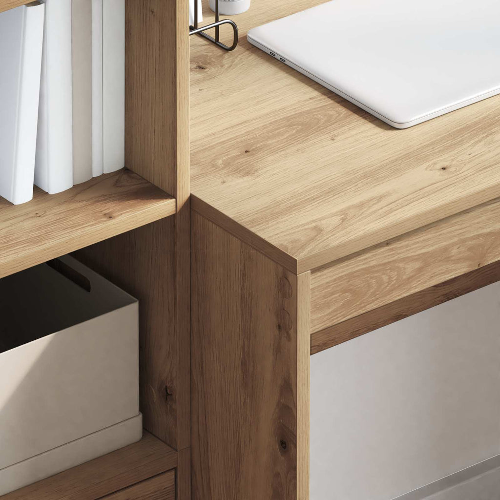 Scrivania con cassetto con lo scaffale 2 pcs Rovere artigianale