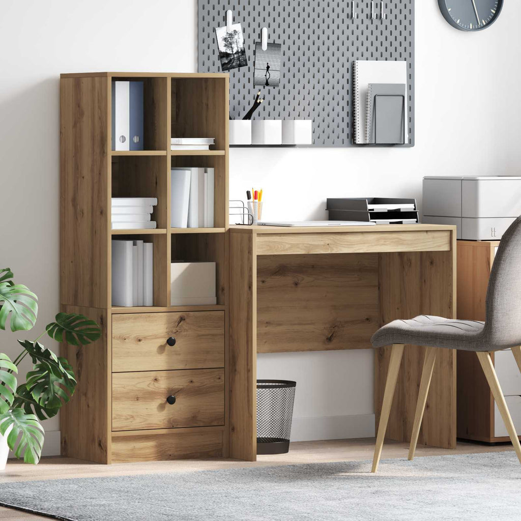 Scrivania con cassetto con lo scaffale 2 pcs Rovere artigianale