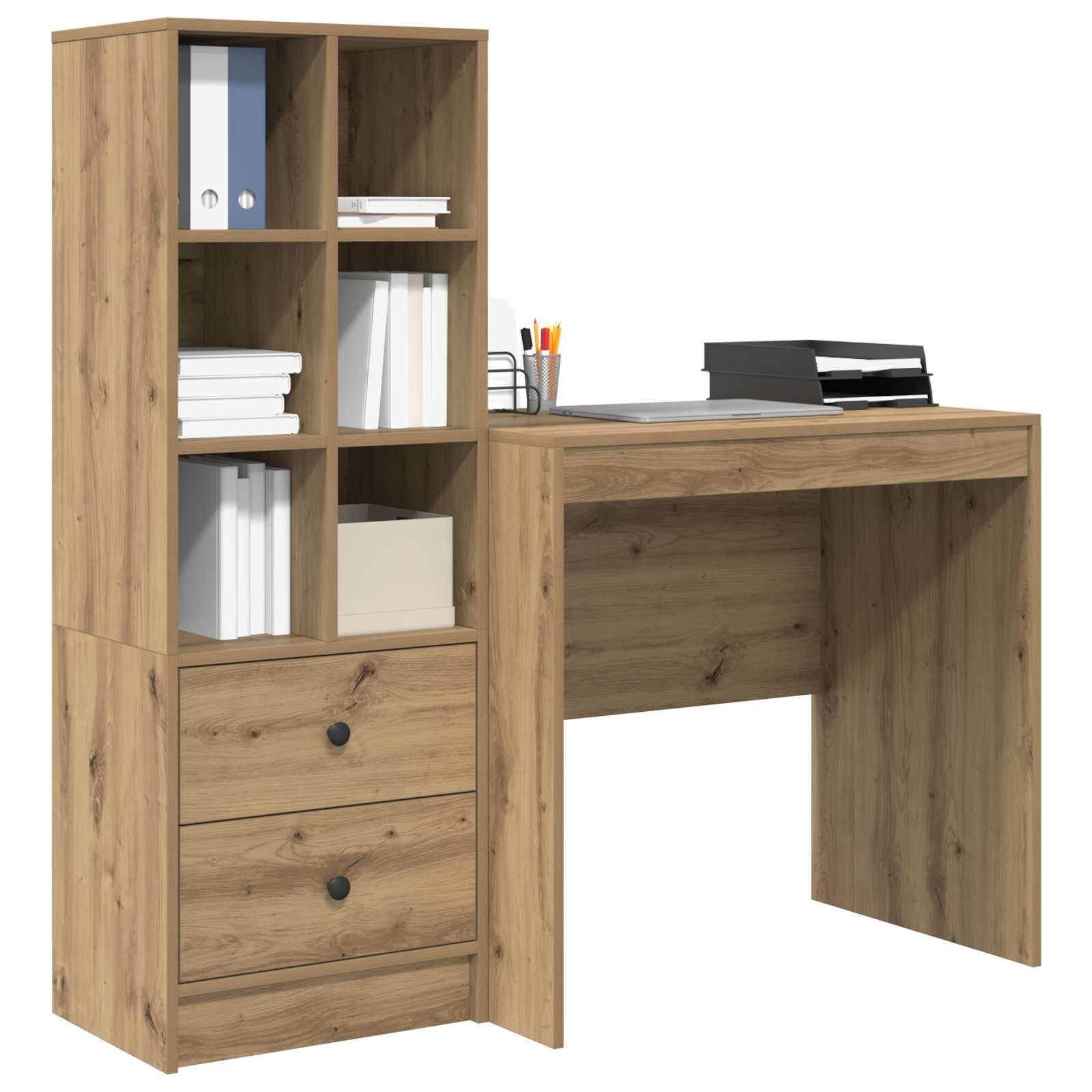 Scrivania con cassetto con lo scaffale 2 pcs Rovere artigianale