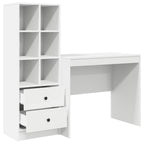 Scrivania con cassetto con lo scaffale 2 pcs Bianco