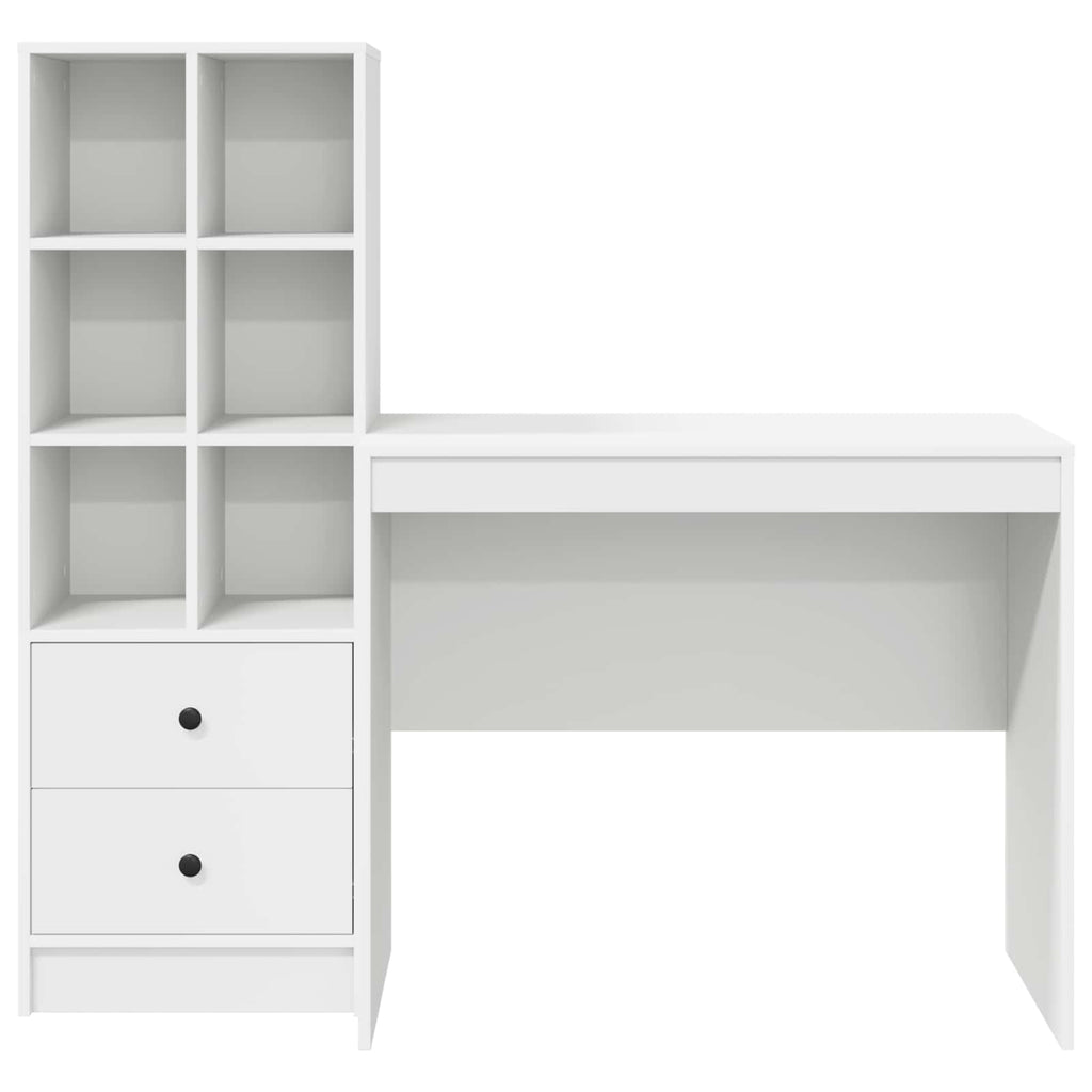 Scrivania con cassetto con lo scaffale 2 pcs Bianco