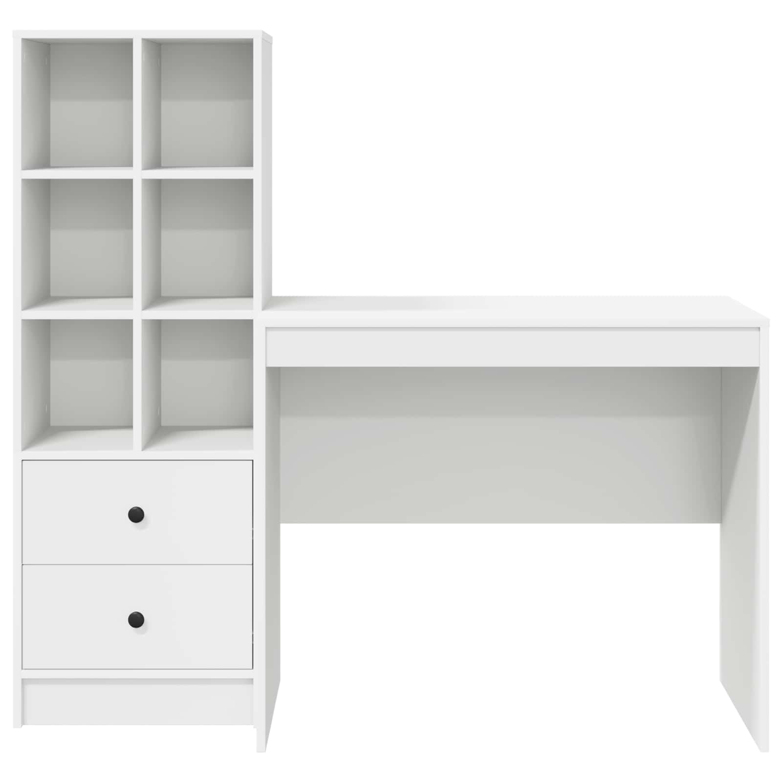 Scrivania con cassetto con lo scaffale 2 pcs Bianco