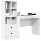 Scrivania con cassetto con lo scaffale 2 pcs Bianco