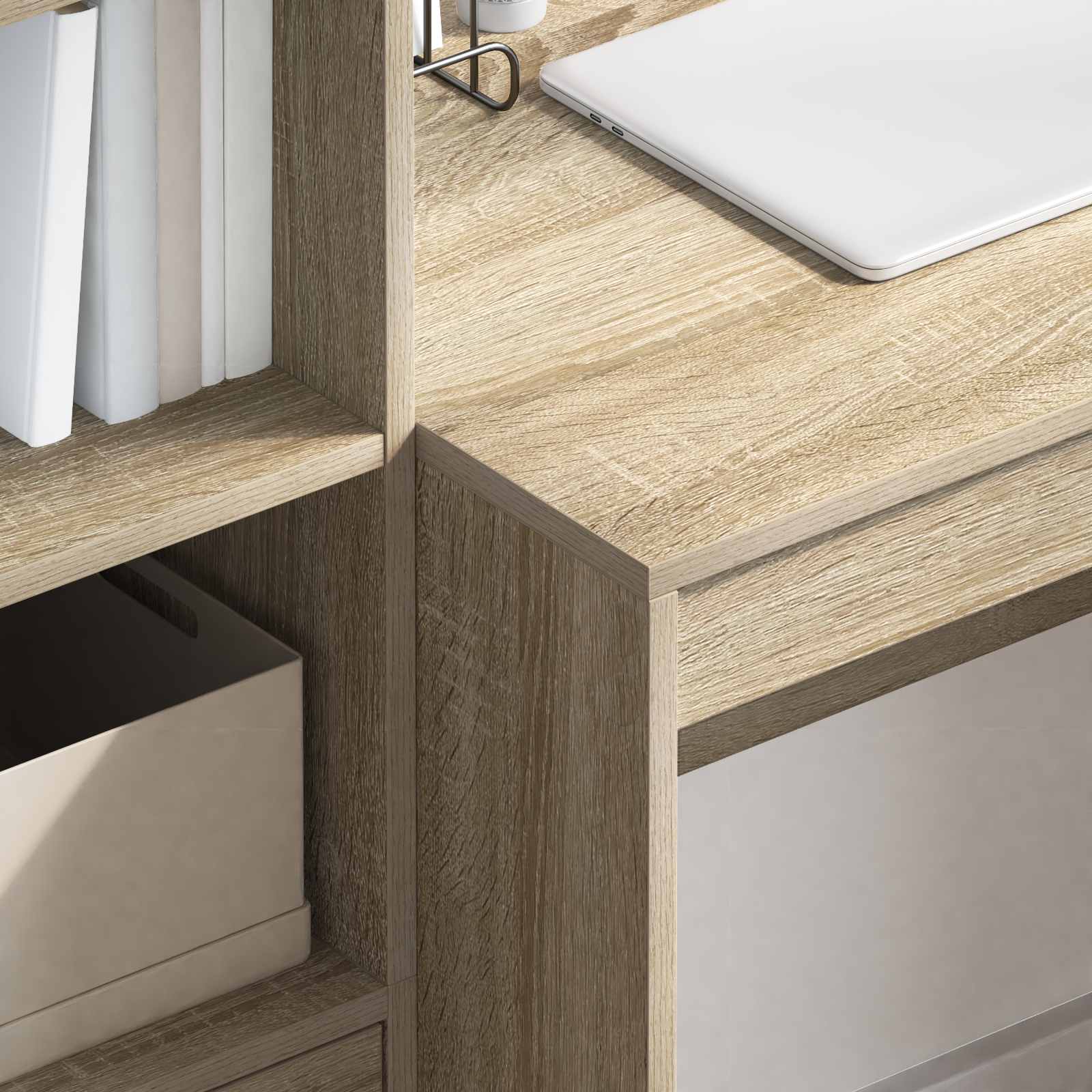 Scrivania con cassetto con lo scaffale 2 pcs Rovere Sonoma