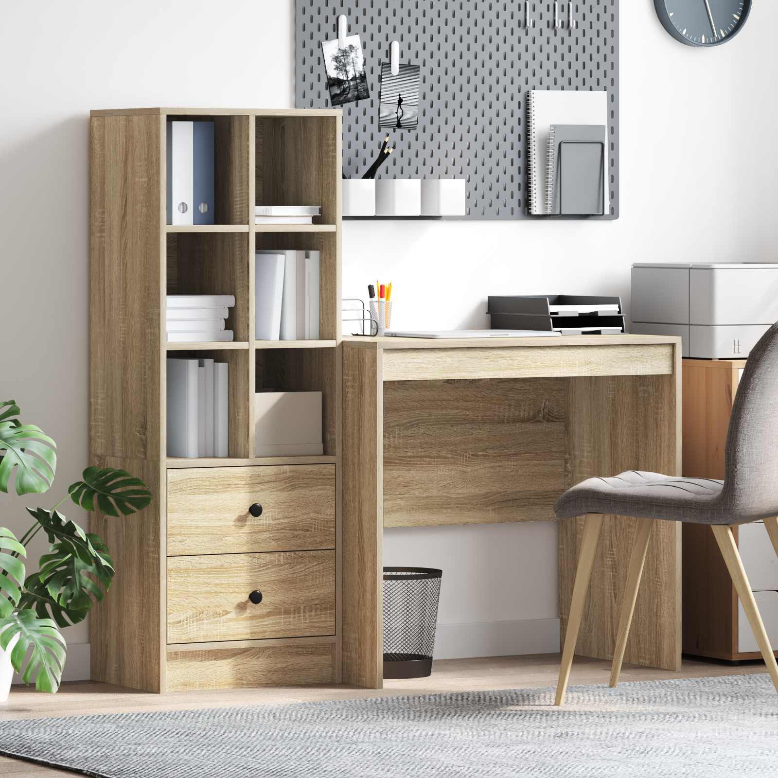 Scrivania con cassetto con lo scaffale 2 pcs Rovere Sonoma