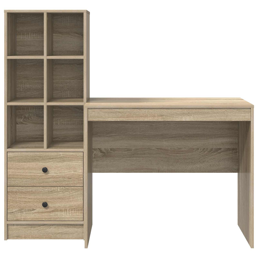Scrivania con cassetto con lo scaffale 2 pcs Rovere Sonoma