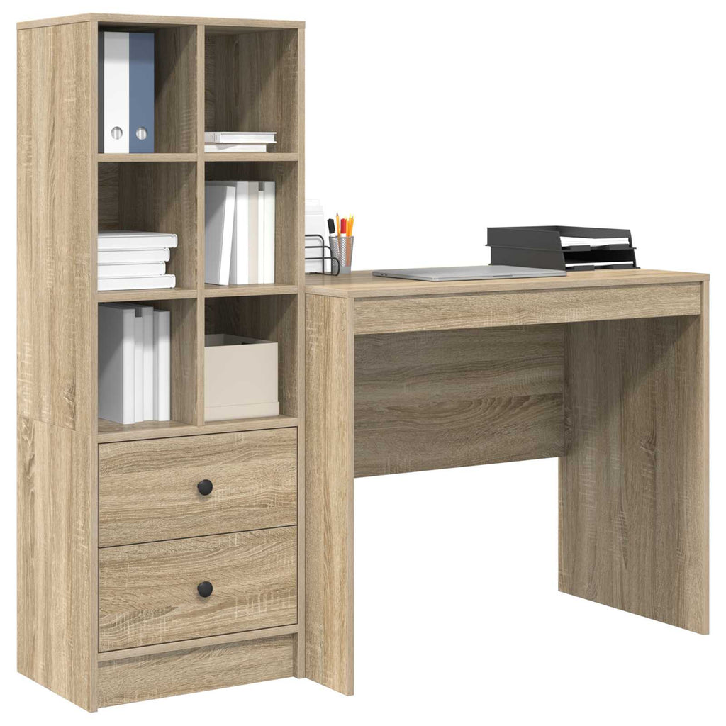 Scrivania con cassetto con lo scaffale 2 pcs Rovere Sonoma
