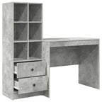 Scrivania con cassetto con lo scaffale 2 pcs Grigio cemento