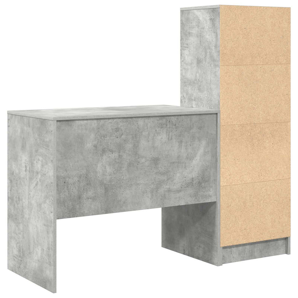 Scrivania con cassetto con lo scaffale 2 pcs Grigio cemento