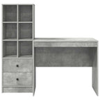 Scrivania con cassetto con lo scaffale 2 pcs Grigio cemento