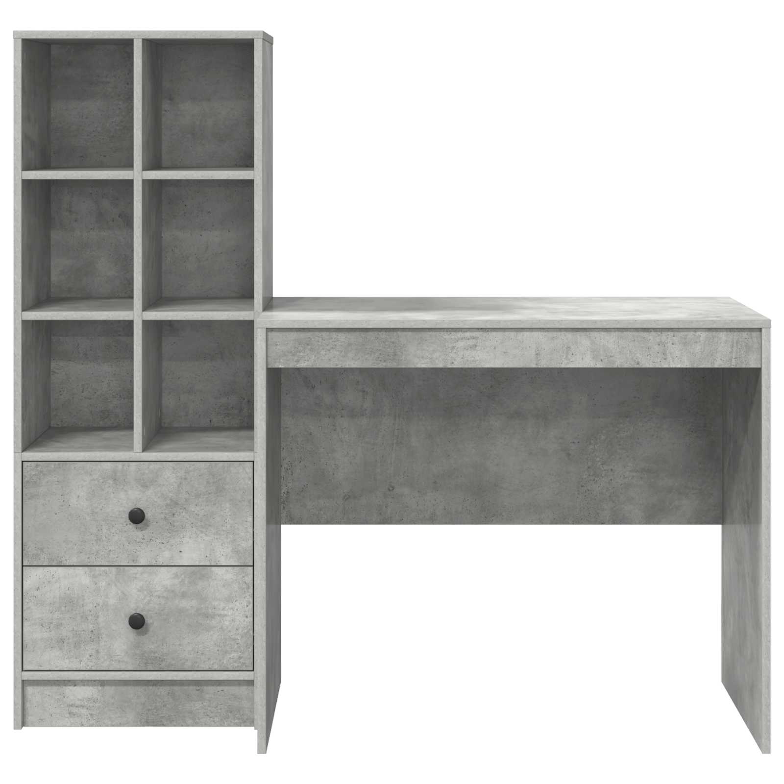 Scrivania con cassetto con lo scaffale 2 pcs Grigio cemento