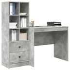 Scrivania con cassetto con lo scaffale 2 pcs Grigio cemento