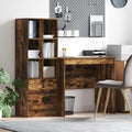 Scrivania con cassetto con lo scaffale 2 pcs Rovere fumé