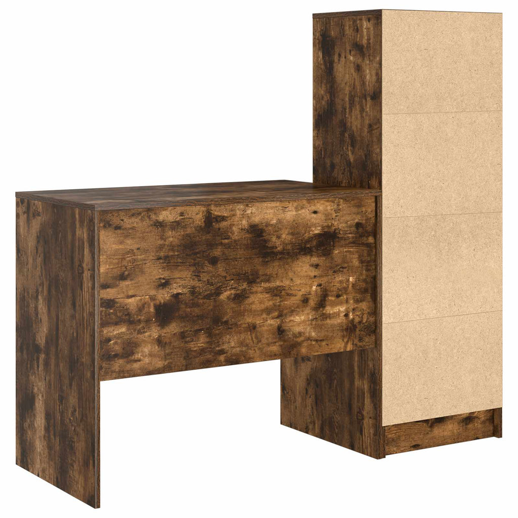 Scrivania con cassetto con lo scaffale 2 pcs Rovere fumé