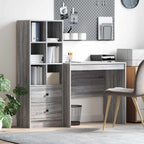 Scrivania con cassetto con lo scaffale 2 pcs Grigio Sonoma