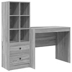 Scrivania con cassetto con lo scaffale 2 pcs Grigio Sonoma