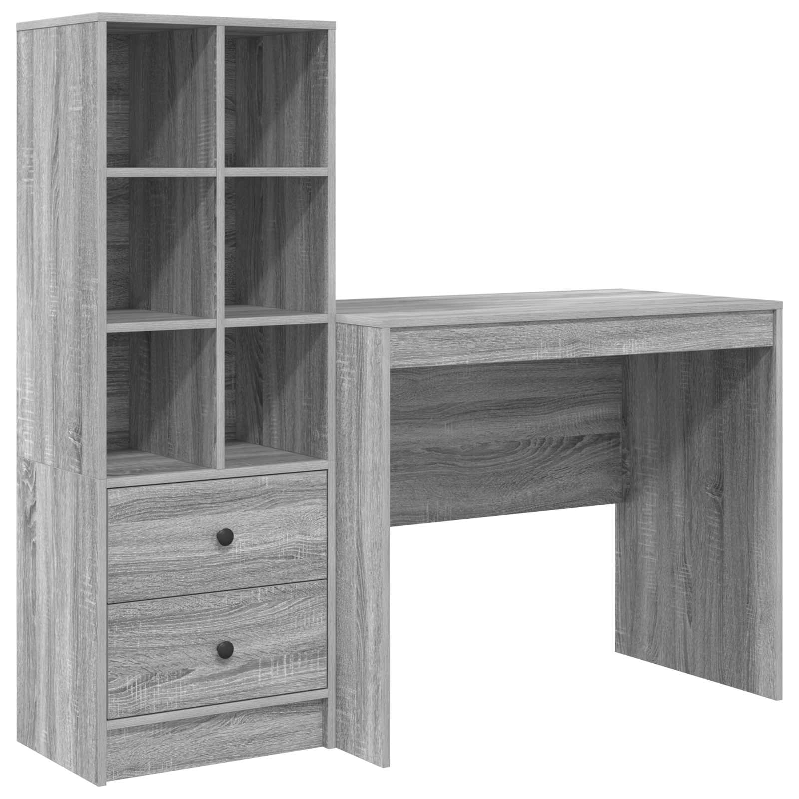 Scrivania con cassetto con lo scaffale 2 pcs Grigio Sonoma