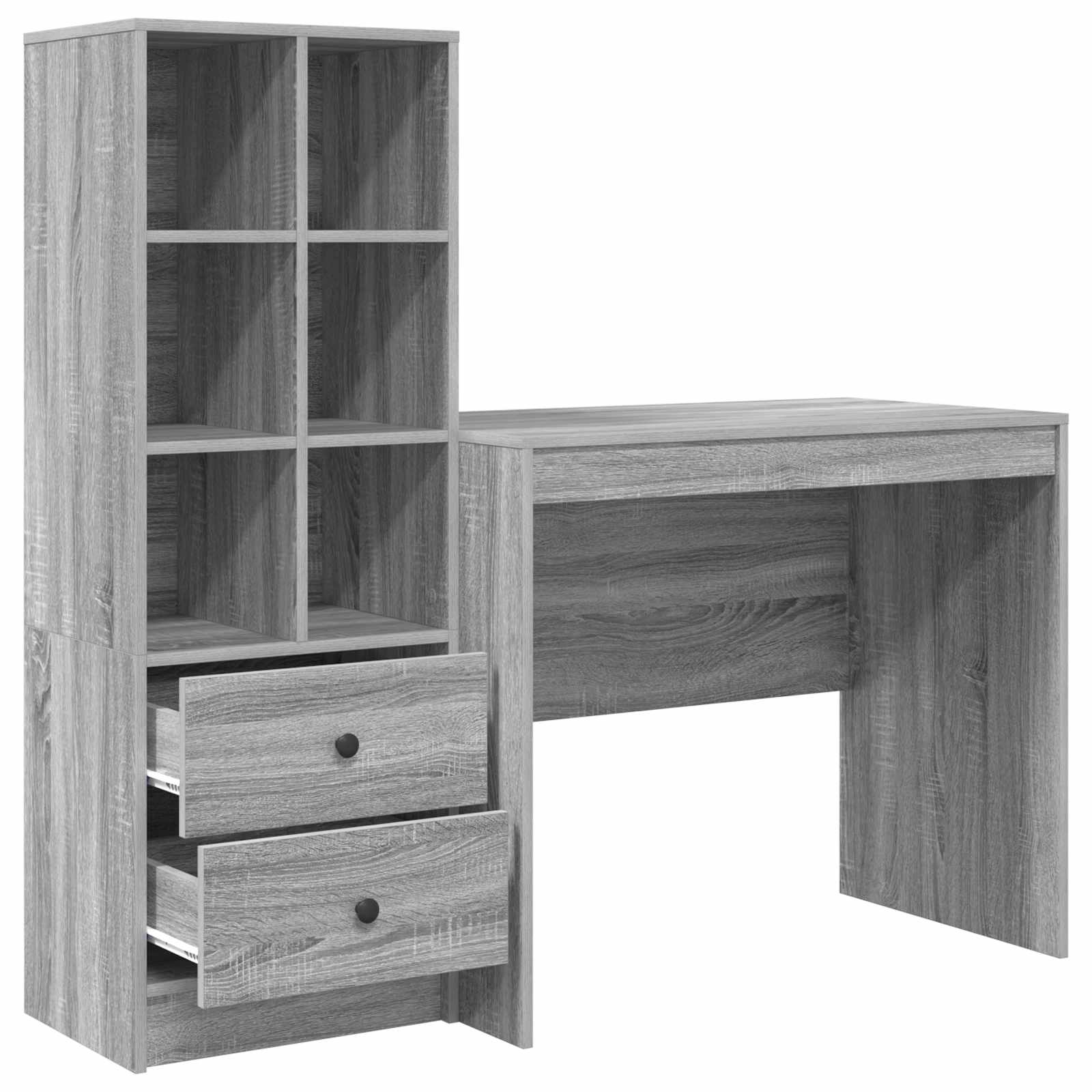 Scrivania con cassetto con lo scaffale 2 pcs Grigio Sonoma