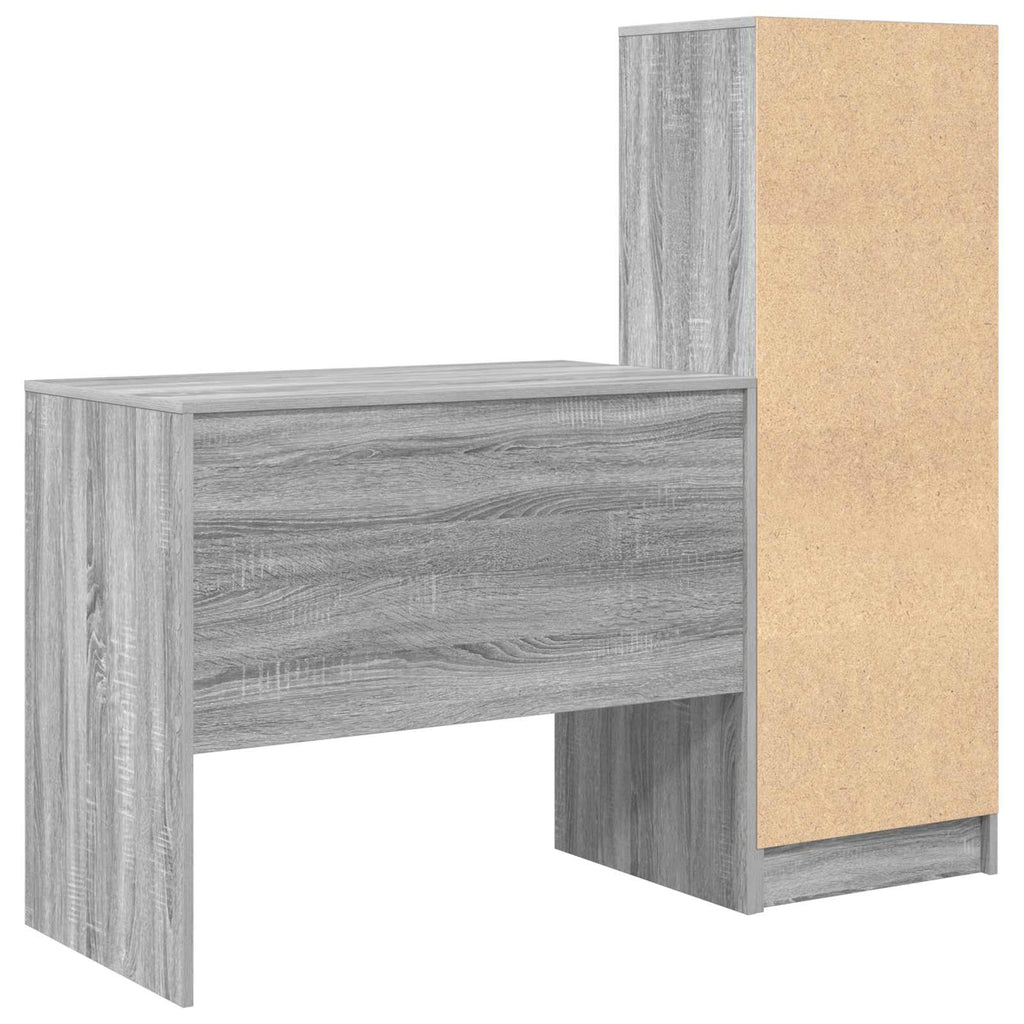 Scrivania con cassetto con lo scaffale 2 pcs Grigio Sonoma