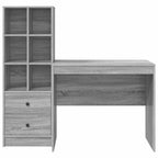 Scrivania con cassetto con lo scaffale 2 pcs Grigio Sonoma