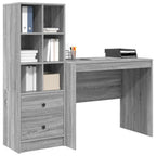 Scrivania con cassetto con lo scaffale 2 pcs Grigio Sonoma