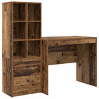 Scrivania con cassetto con lo scaffale 2 pcs Legno vecchio