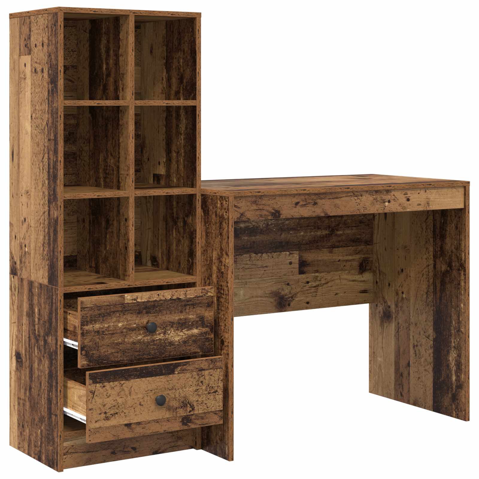 Scrivania con cassetto con lo scaffale 2 pcs Legno vecchio