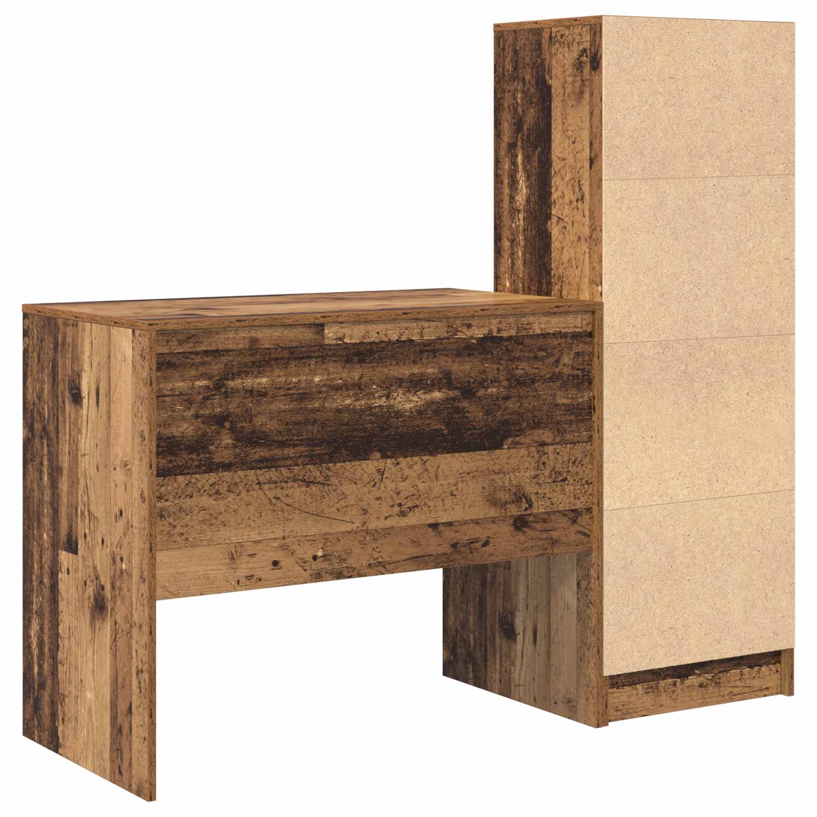 Scrivania con cassetto con lo scaffale 2 pcs Legno vecchio