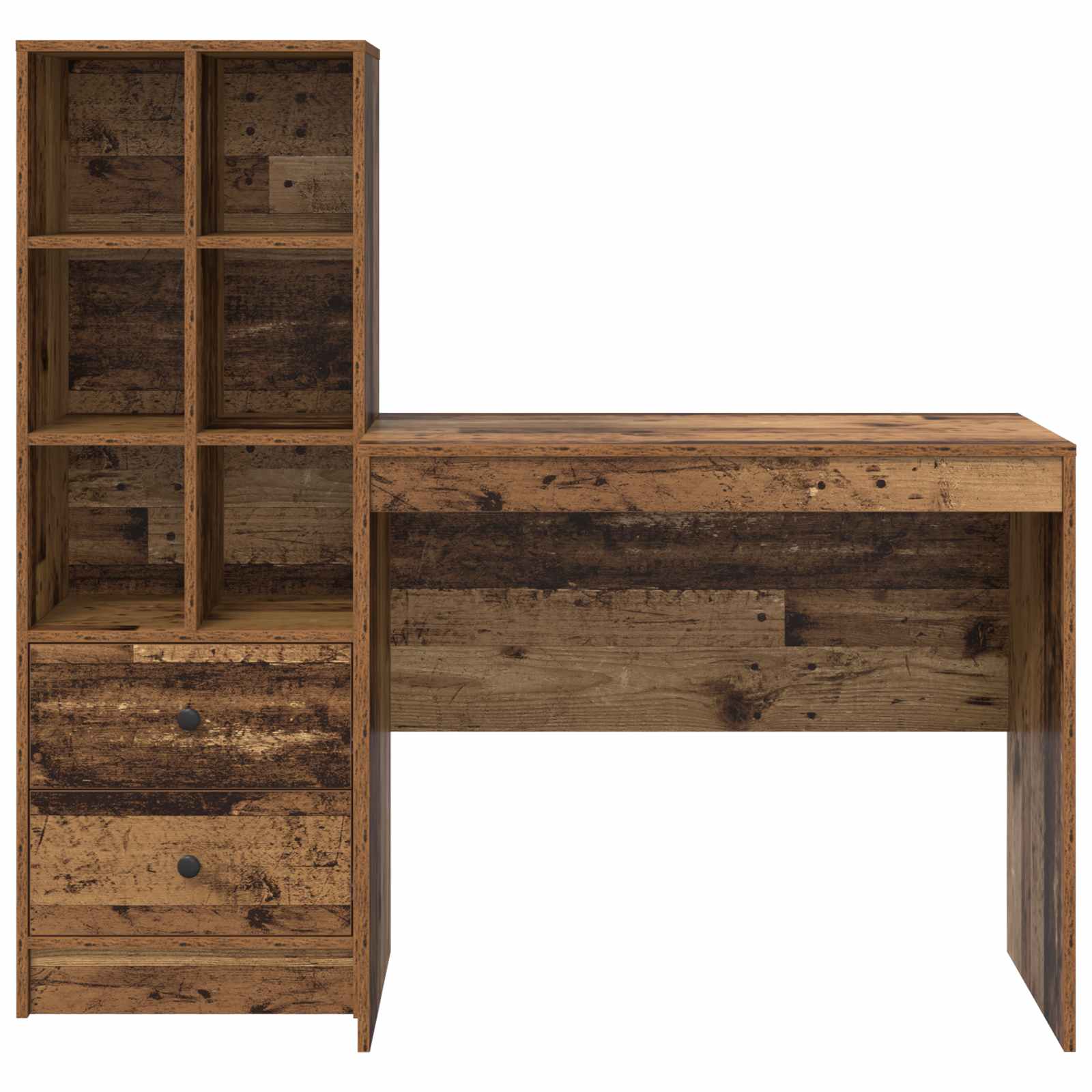 Scrivania con cassetto con lo scaffale 2 pcs Legno vecchio
