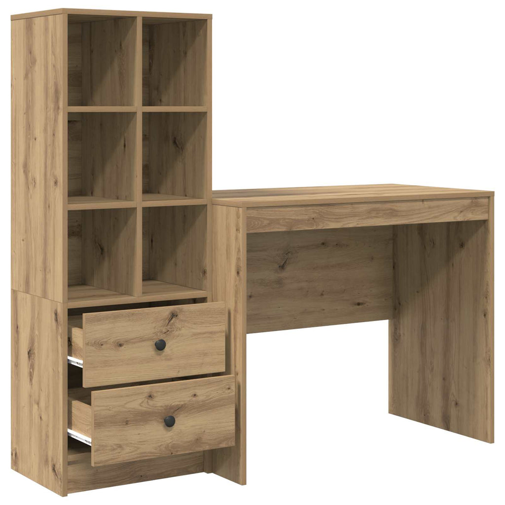 Scrivania con cassetto con lo scaffale 2 pcs Rovere artigianale
