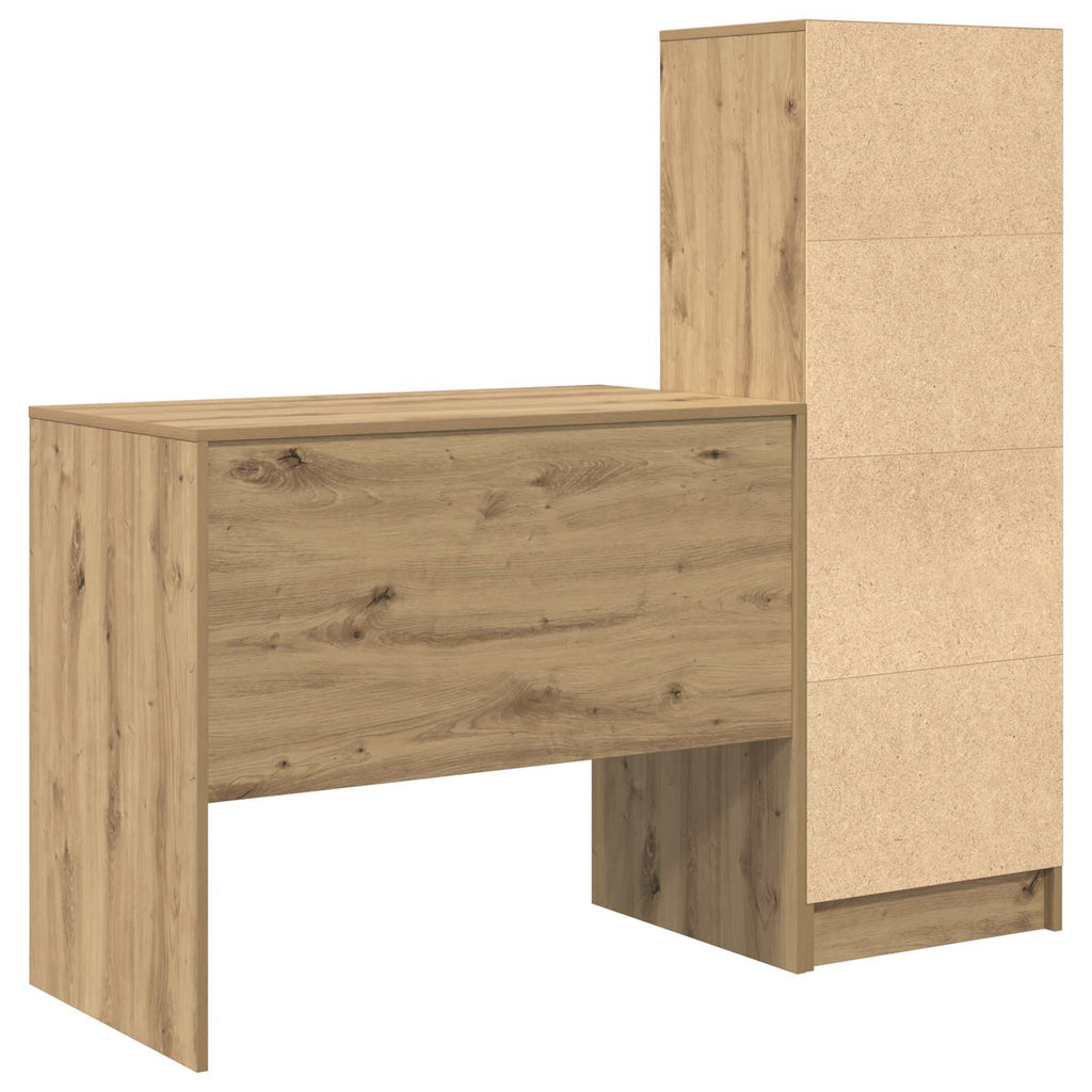 Scrivania con cassetto con lo scaffale 2 pcs Rovere artigianale