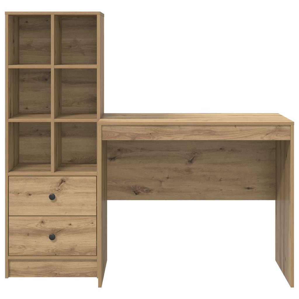 Scrivania con cassetto con lo scaffale 2 pcs Rovere artigianale