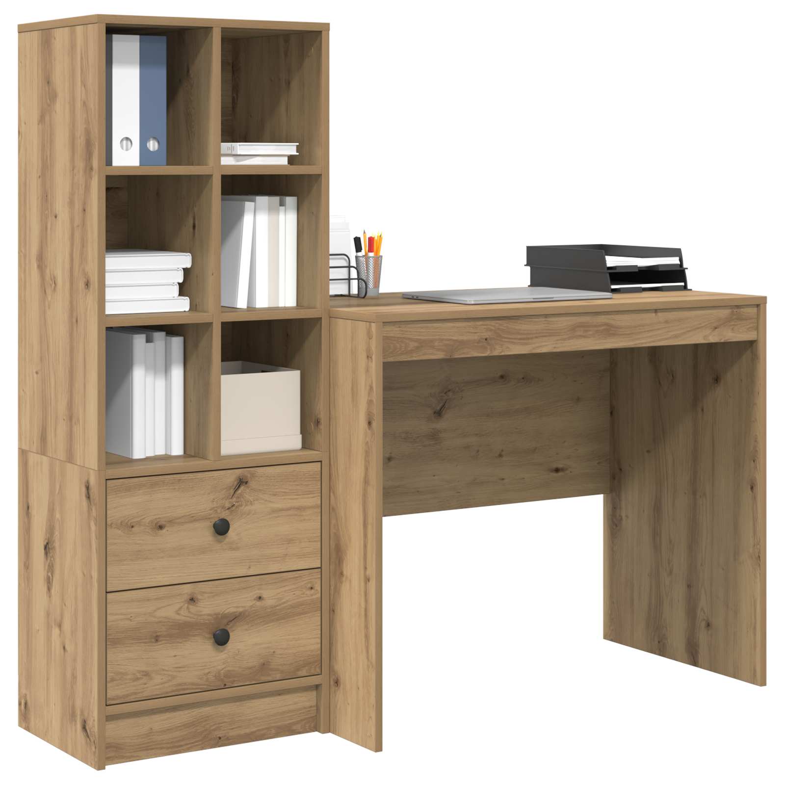 Scrivania con cassetto con lo scaffale 2 pcs Rovere artigianale