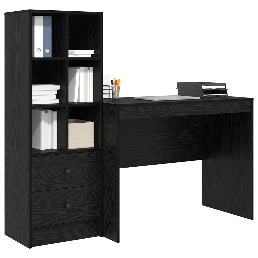 Scrivania con cassetto 2 pcs Rovere Nero