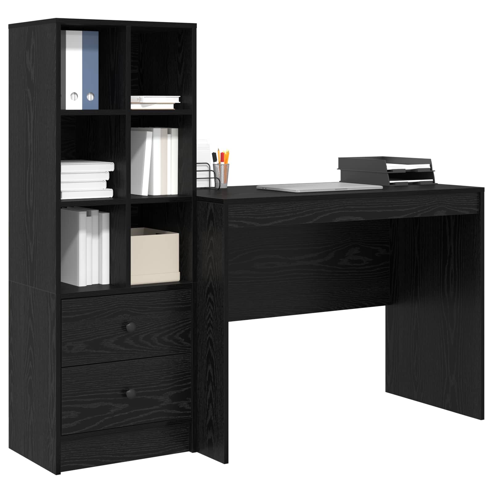 Scrivania con cassetto 2 pcs Rovere Nero