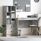 Scrivania con cassetto 2 pcs Grigio cemento