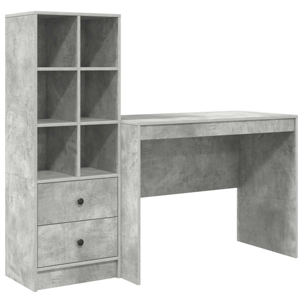 Scrivania con cassetto 2 pcs Grigio cemento