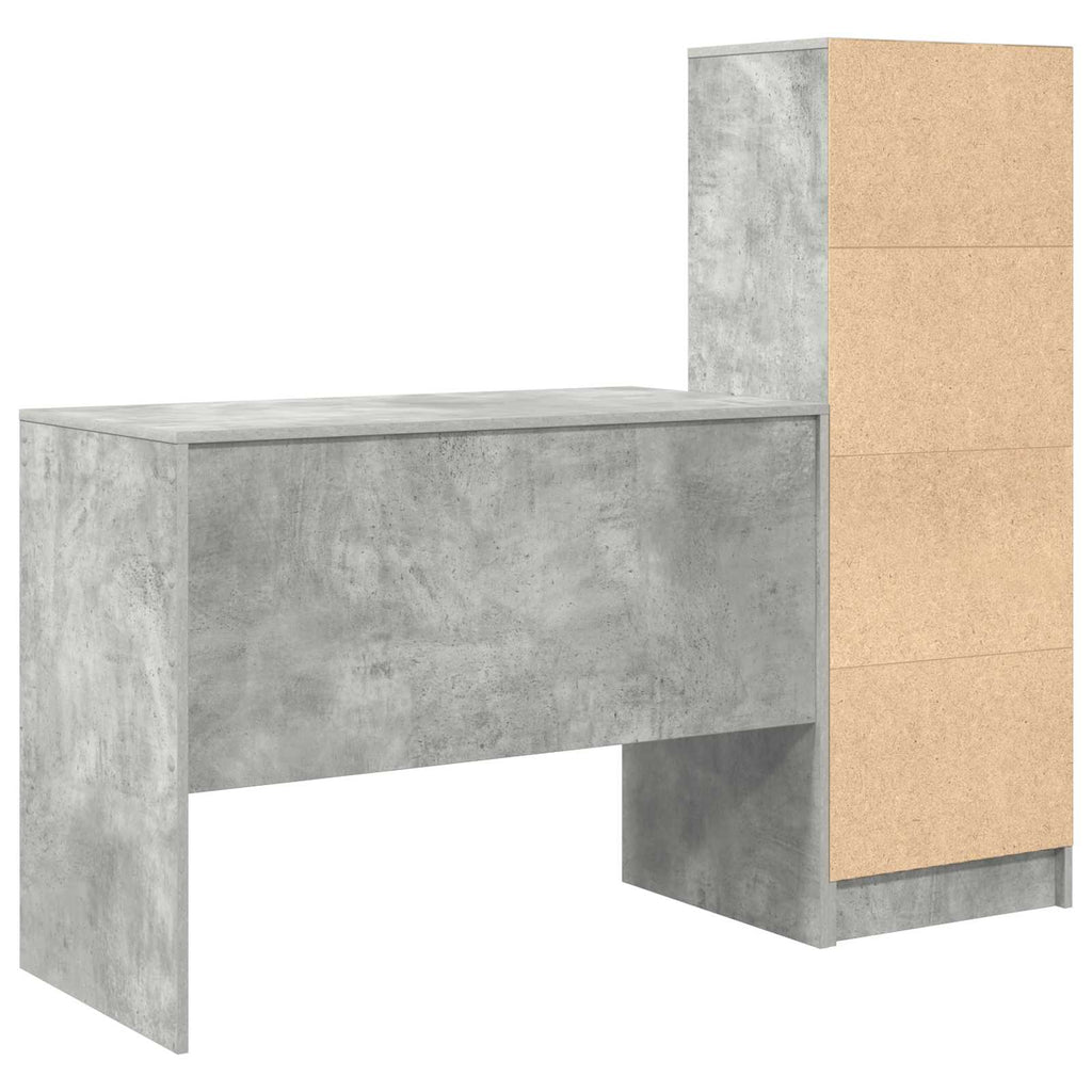 Scrivania con cassetto 2 pcs Grigio cemento