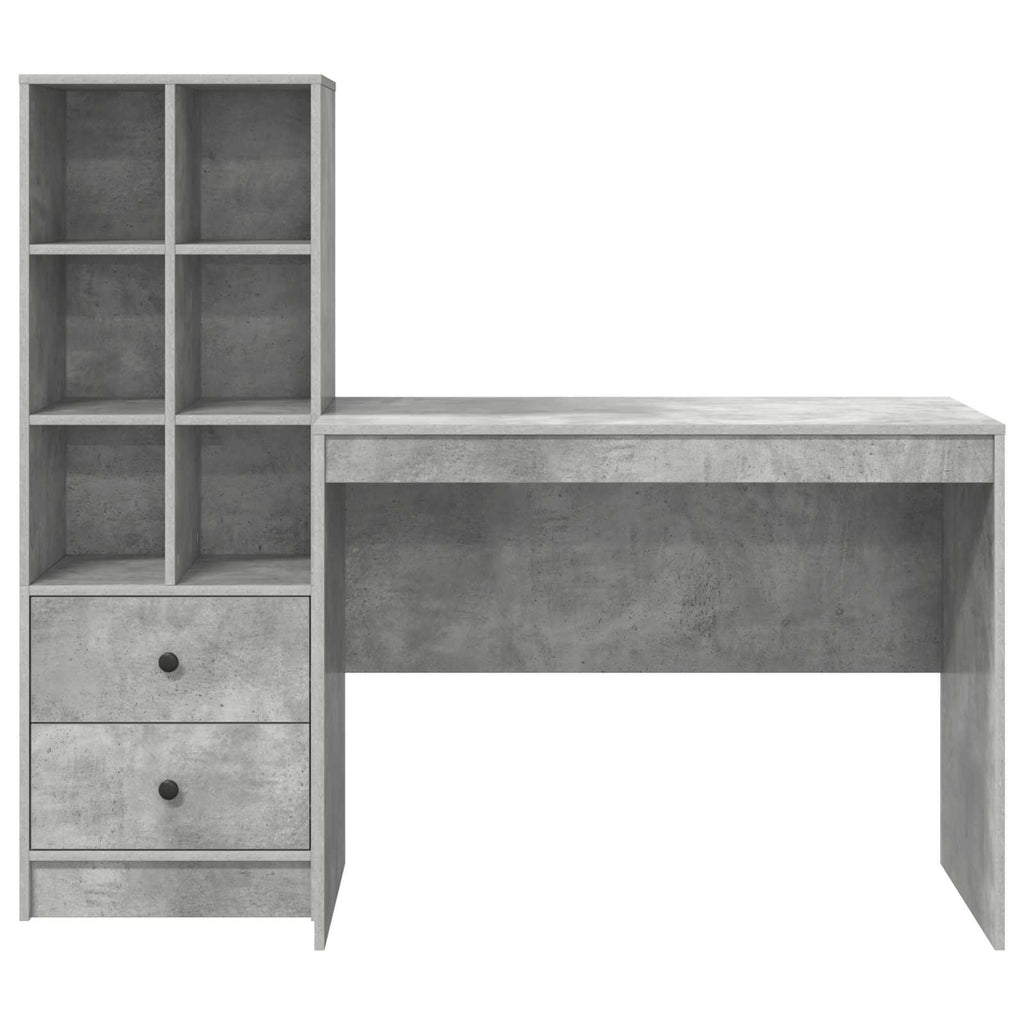 Scrivania con cassetto 2 pcs Grigio cemento