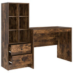 Scrivania con cassetto 2 pcs Rovere fumé