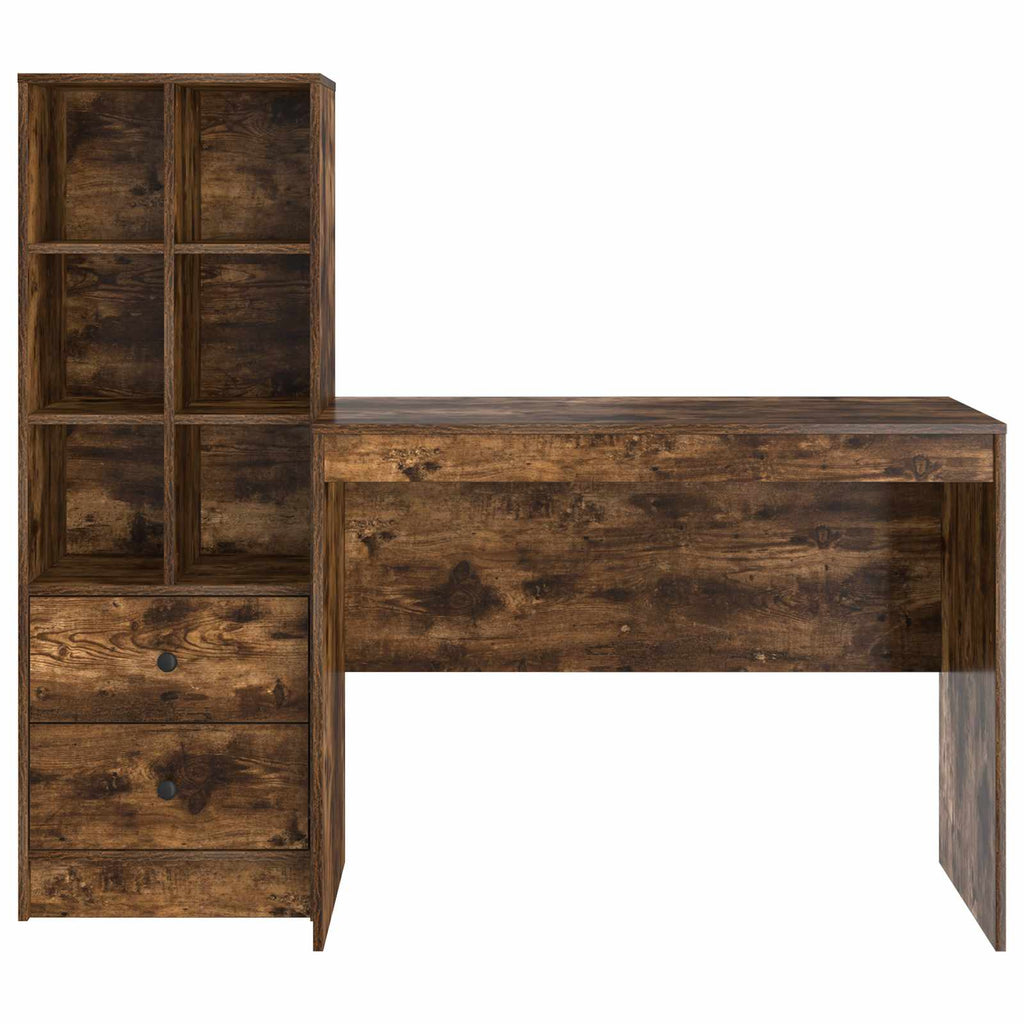 Scrivania con cassetto 2 pcs Rovere fumé