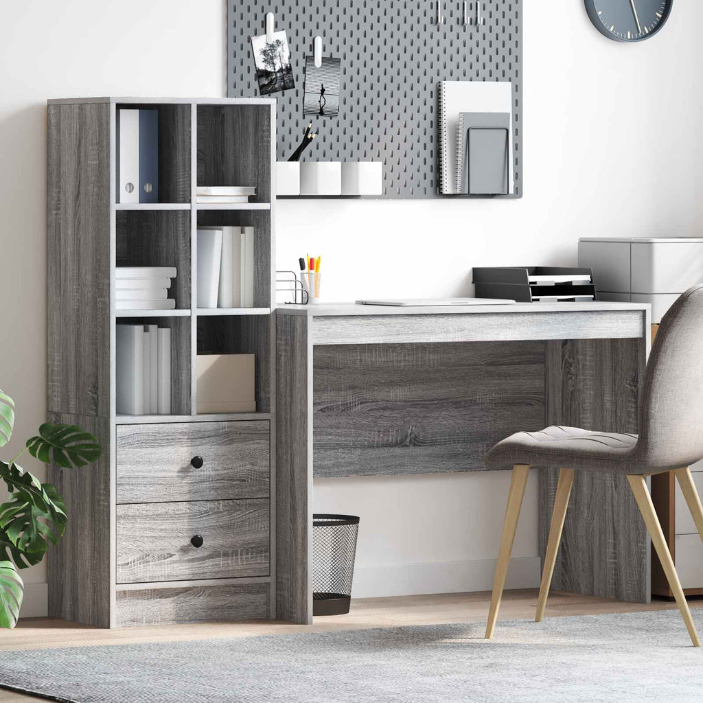 Scrivania con cassetto 2 pcs Grigio Sonoma