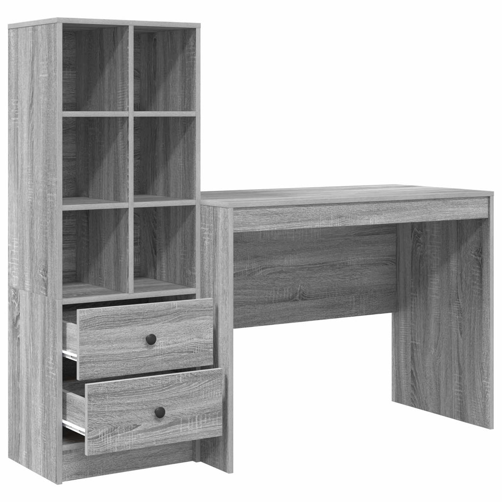 Scrivania con cassetto 2 pcs Grigio Sonoma